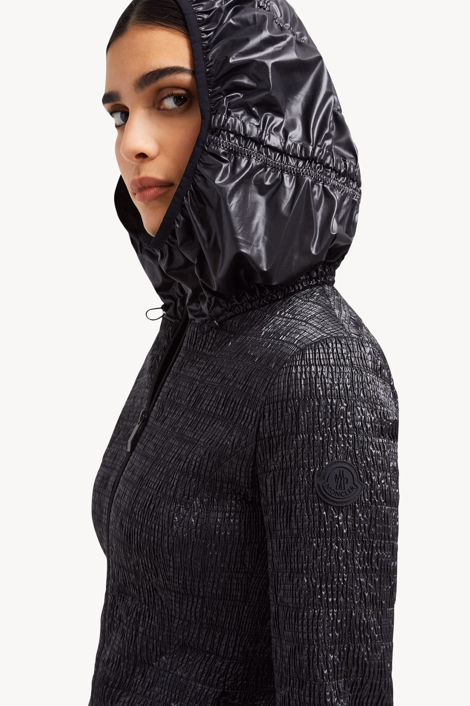 Yville Hooded Ruched Windbreaker Women Black Moncler 4